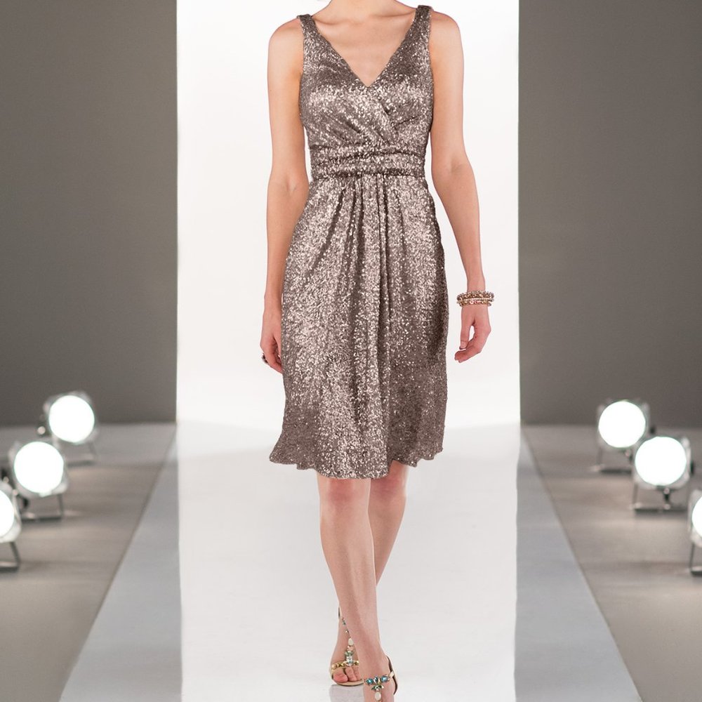 Sorella Vita 8685 Platinum Full Sequin Dress Sz 10